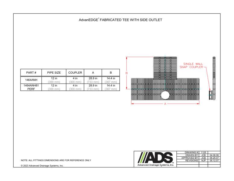 12" AdvanEdge Fabricated Tee with Side Outlet (AdvanEdge Fittings)