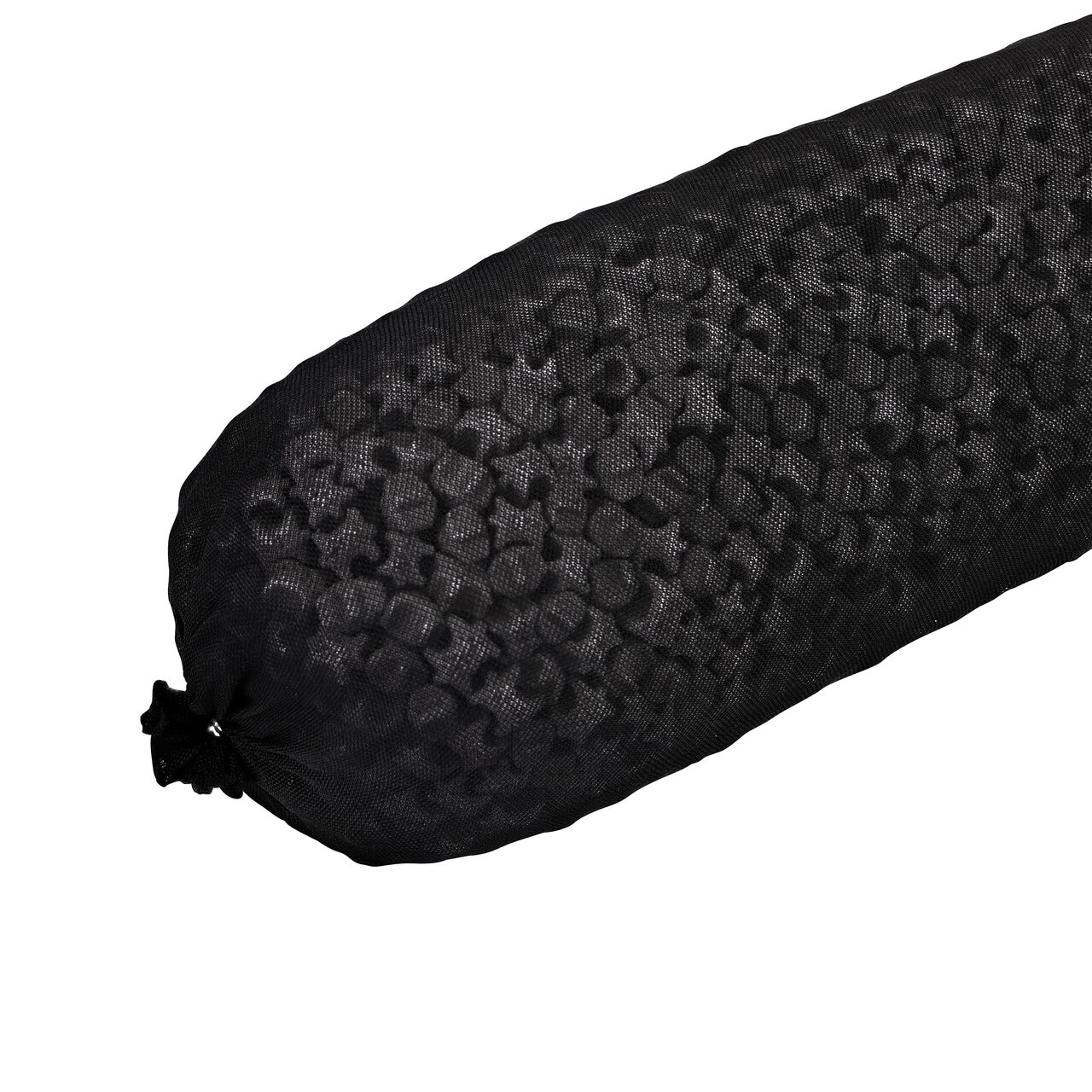 EZflow® Gravel-Free French Drain System with Engineered Aggregate, 7 in. dia. X 10 ft. long bundle; a portion of the end of the bundle is shown (NDS EZ-0701A)