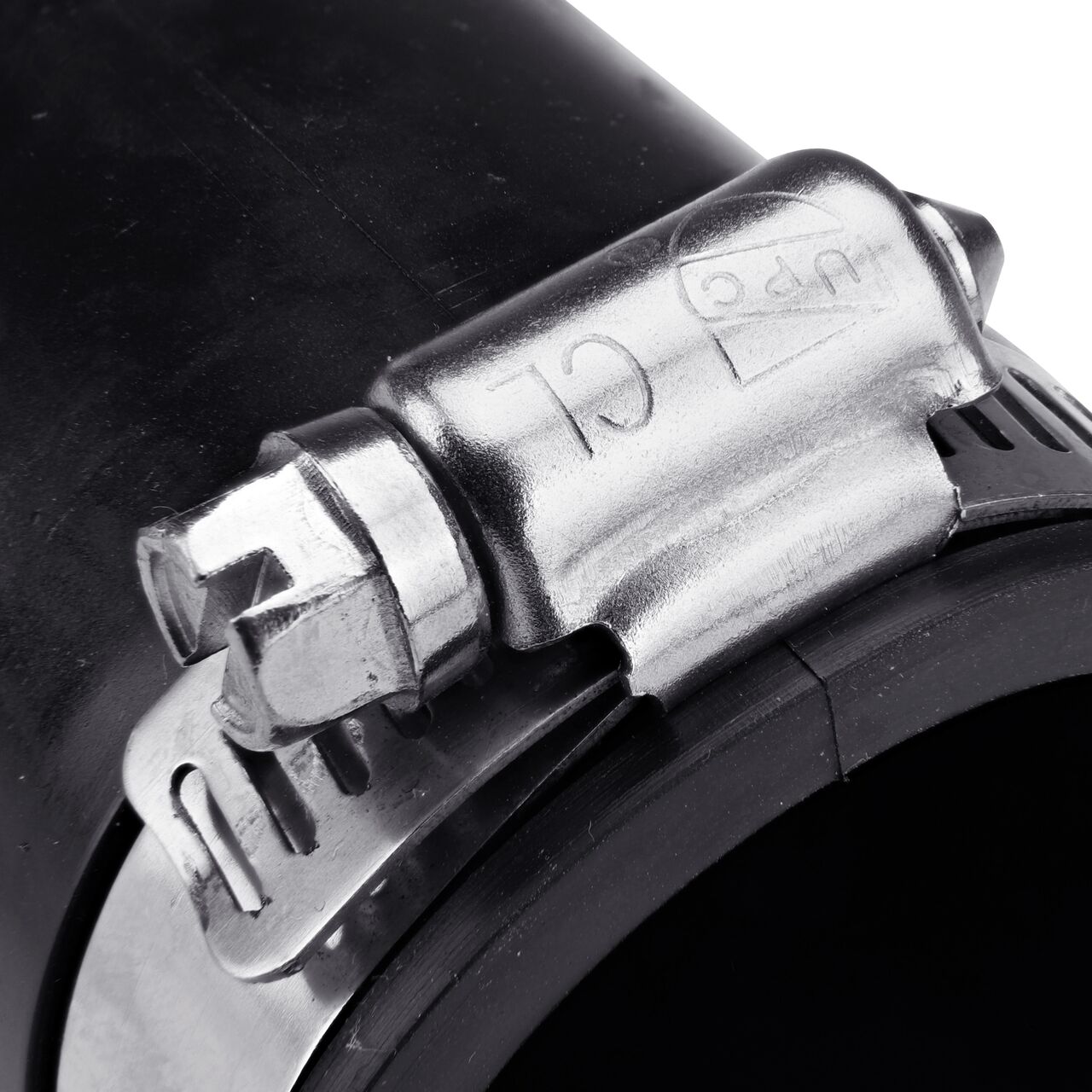 Closeup view of the large end on the NDS 1-1/4 in. flex coupling connects two cast iron/sewer and drain or DWV/copper/steel/lead pipes (NDS 56-125)