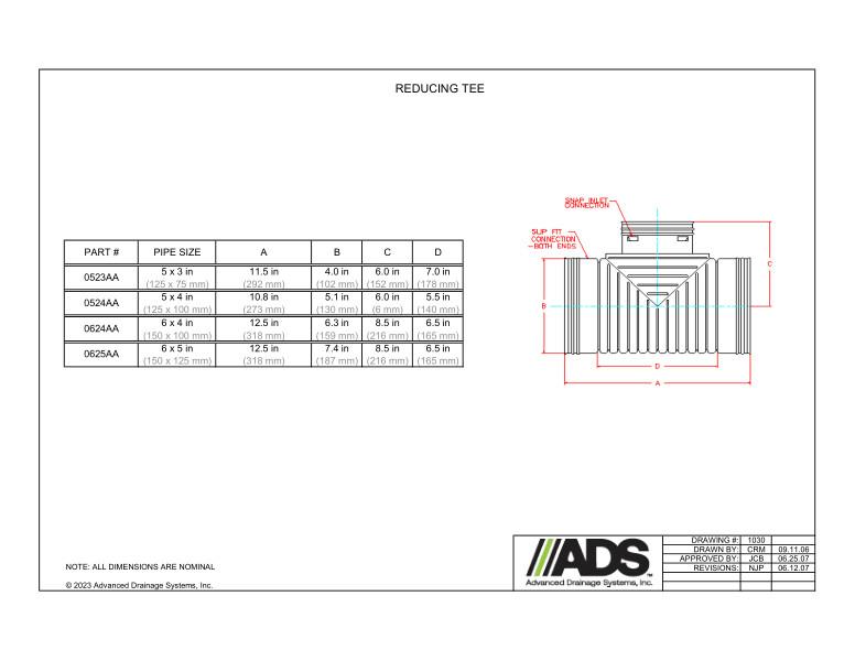 Single Wall Reducing Tees  (HDPE Single Wall Fittings)
