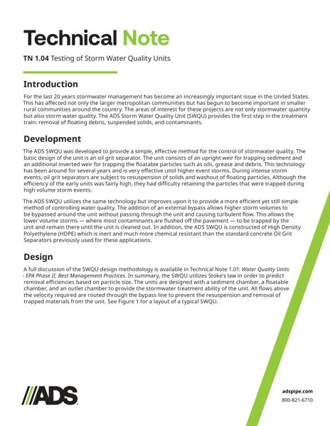 TN 1.04 Testing of Storm Water Quality Units