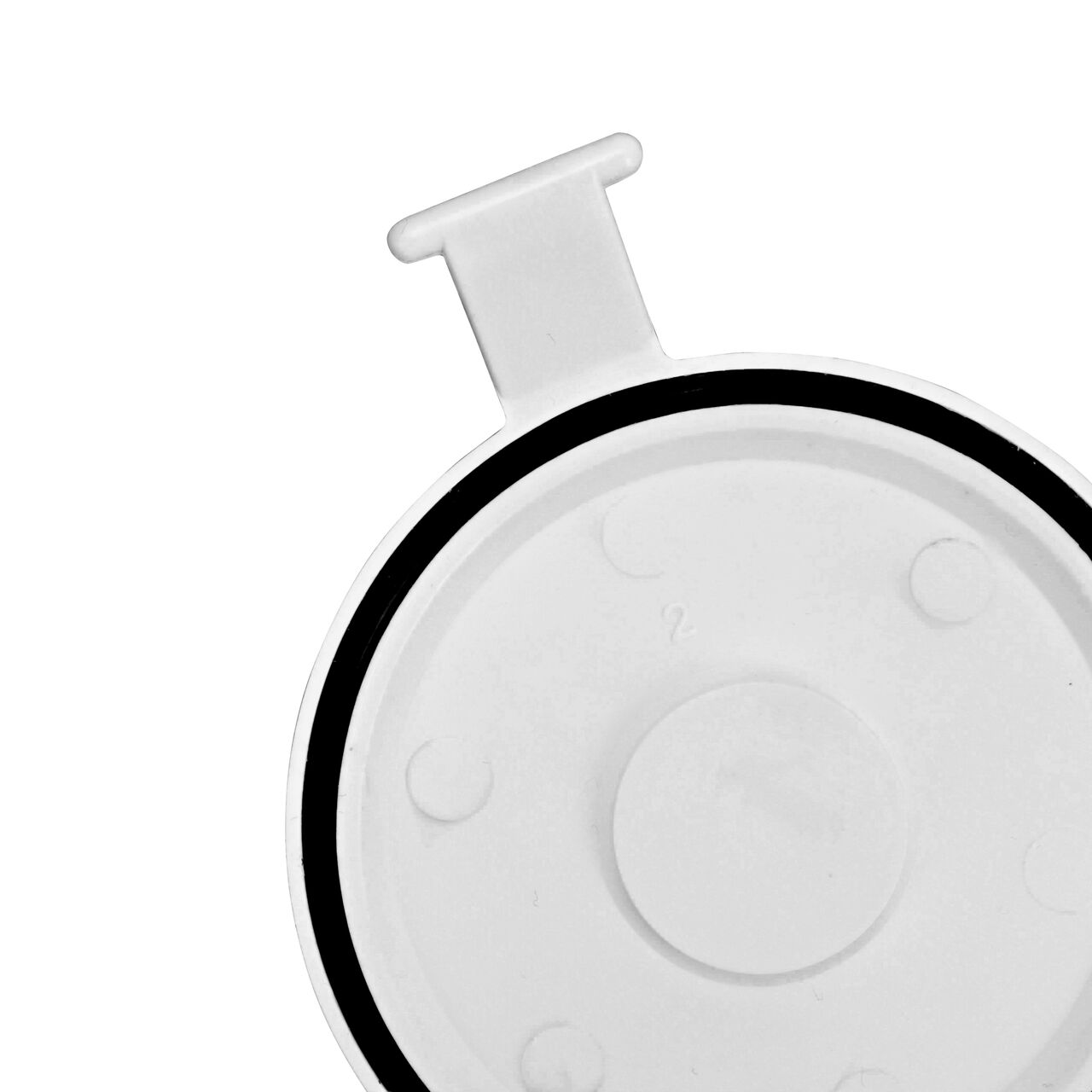 Closeup of the elastomeric gasket in the flapper which creates a watertight seal on the NDS White 3 in. PVC Backwater Valve (NDS 375P) and is replaceable