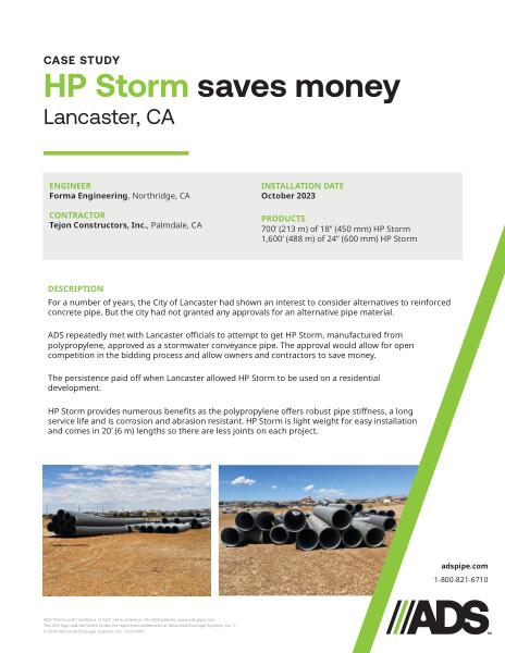 HP Storm saves money (Lancaster, CA) Case Study