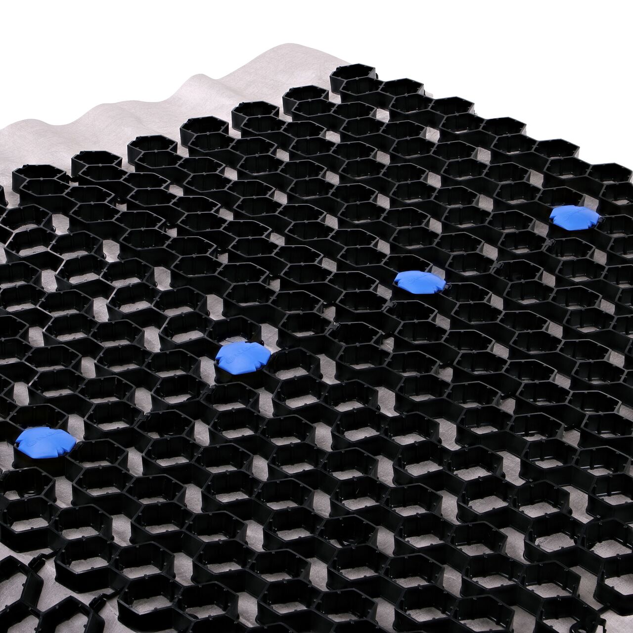 Use multiple Blue NDS EZ Marker™ Parking Delineators (NDS EZMARKER) in the Black NDS EZ Roll® Gravel Pavers (NDS GP4X150) to guide motorists