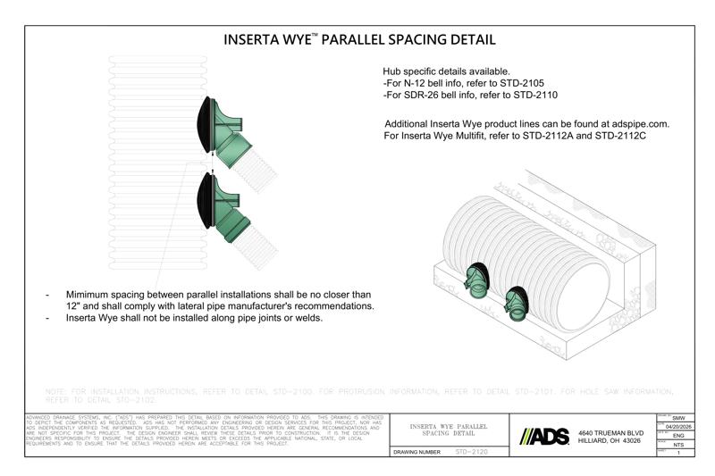 Inserta Wye Parallel Spacing Detail