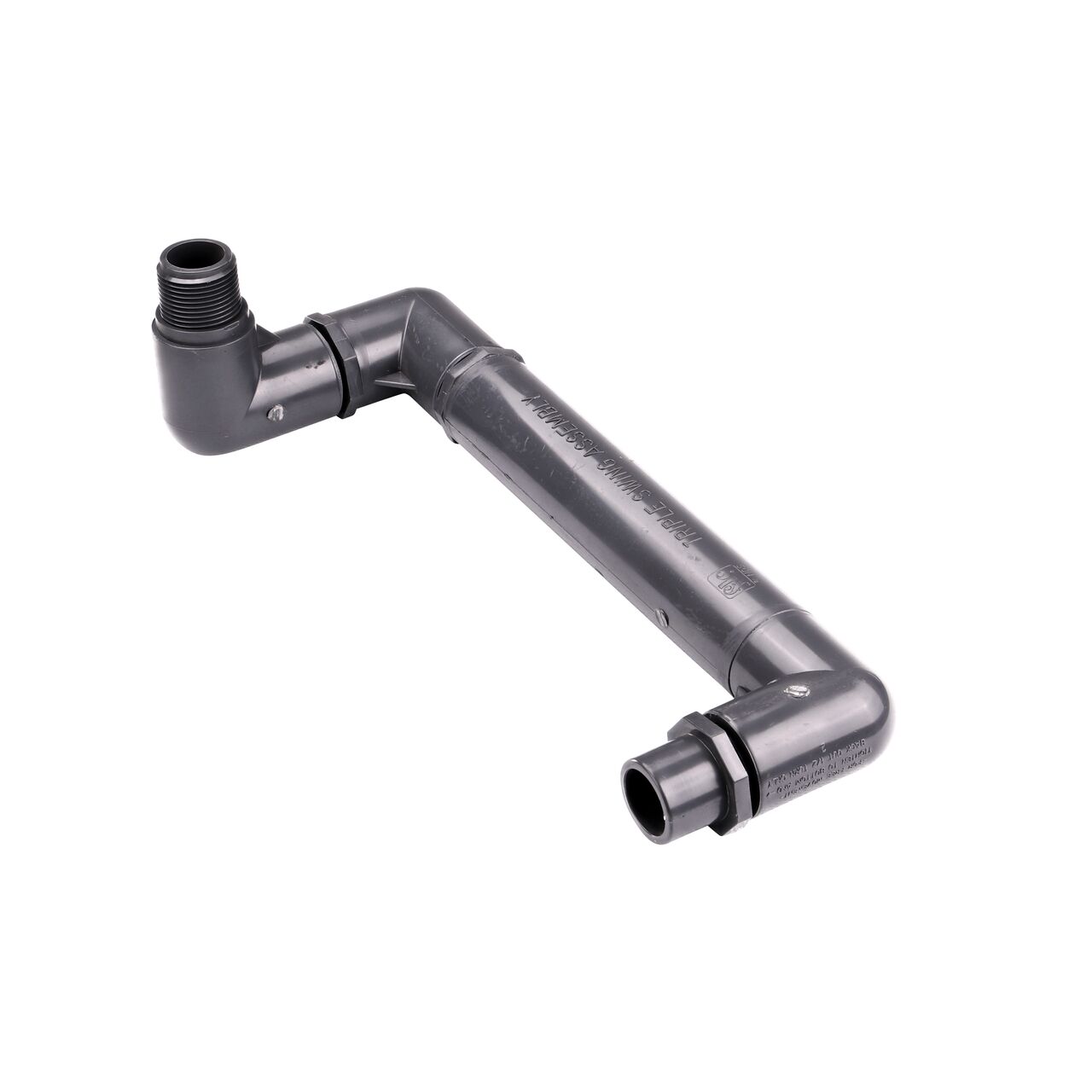 NDS PVC Triple Swing Joints Assembly, Sch. 80 1 in. spigot X 1 in. MPT has two swivel joints to position the sprinkler, one swivel joint on the other end to connect to the pipe ideal for subsurface irrigation and sprinkler applications (NDS TSA-1000-ST)