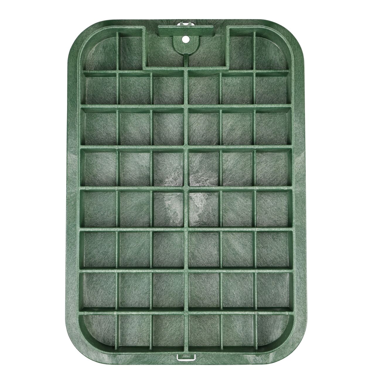 Alternate View of the bottom of 13 in. X 20 in. Rectangular Jumbo Green ICV Cover with reinforcing ribs (NDS 117BC)