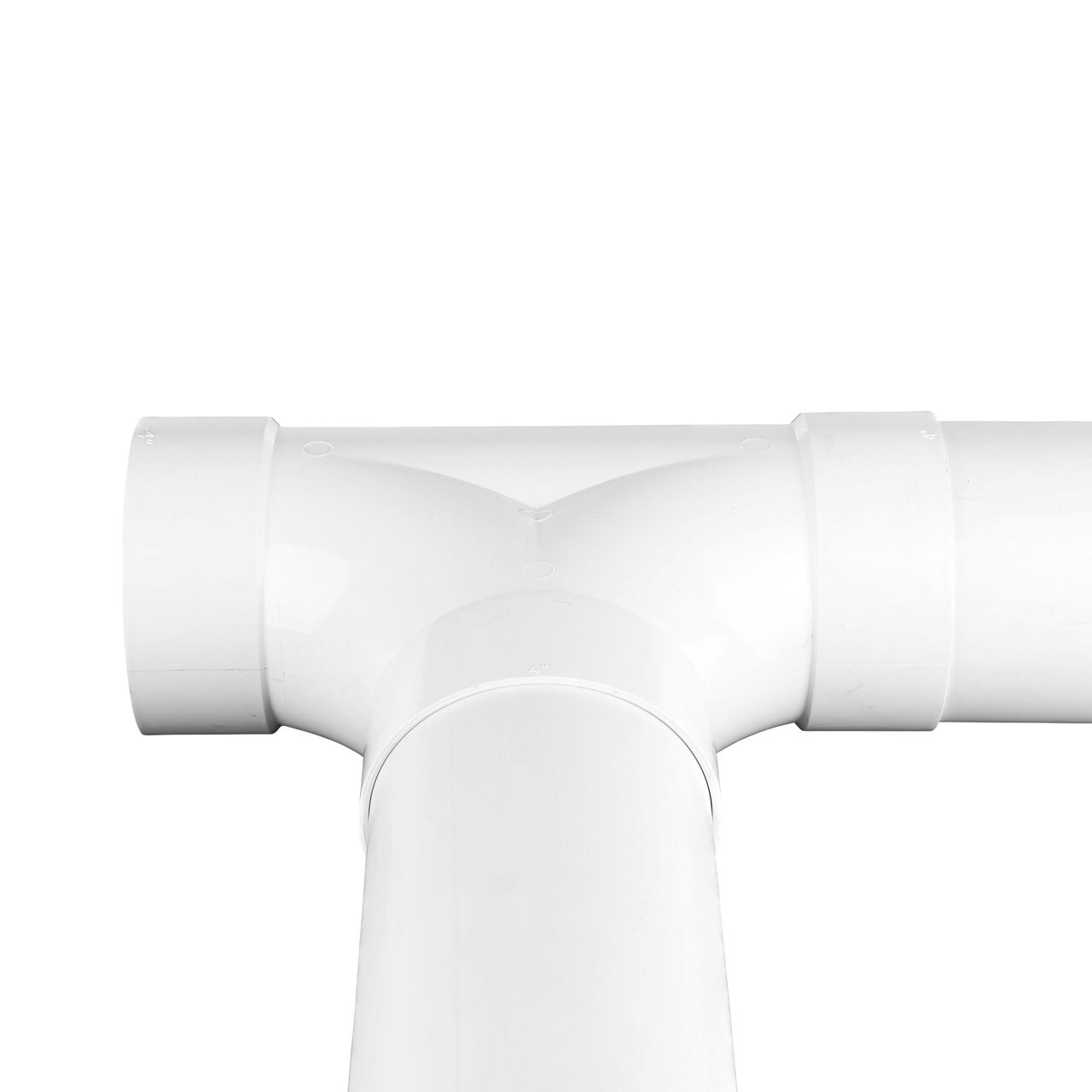 4 in. PVC Double Cleanout which has three S&D Hub connection points connected to 4 in. S&D Pipe (NDS 417P)