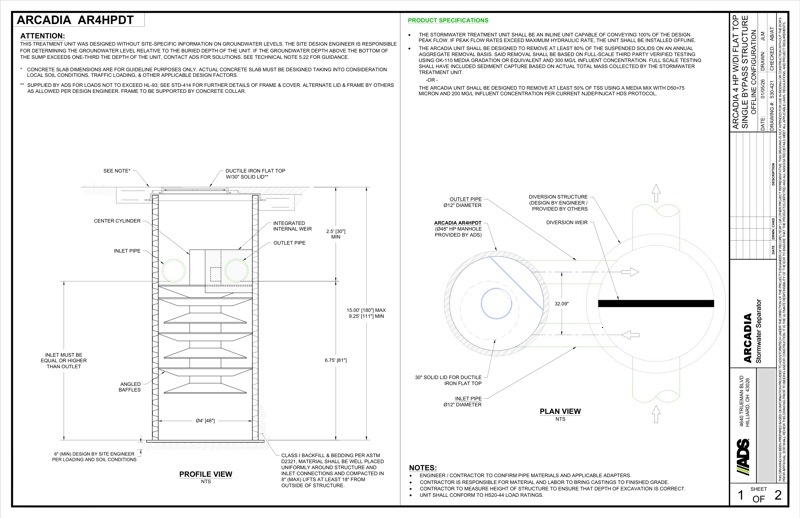 Arcadia 4 HP MH DI Flat Top Single Bypass Details
