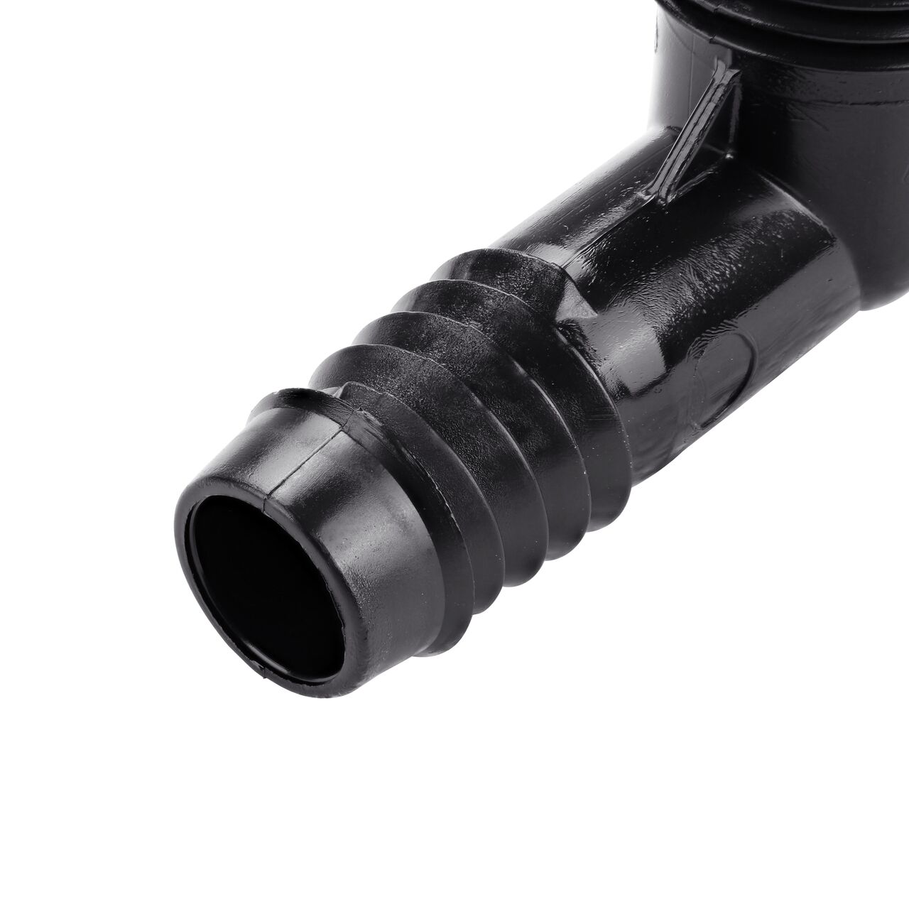 Closeup of the 1/2 in. barbed end on the NDS 1/2 in.. MPT X 1/2 in. barbed Flexee Swing Pipe elbow that inserts into irrigation supply tubing connection point (NDS FPE-0500)