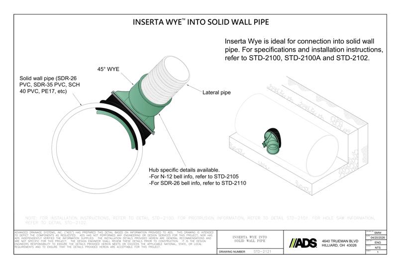Inserta Wye Into Solid Wall Pipe Detail