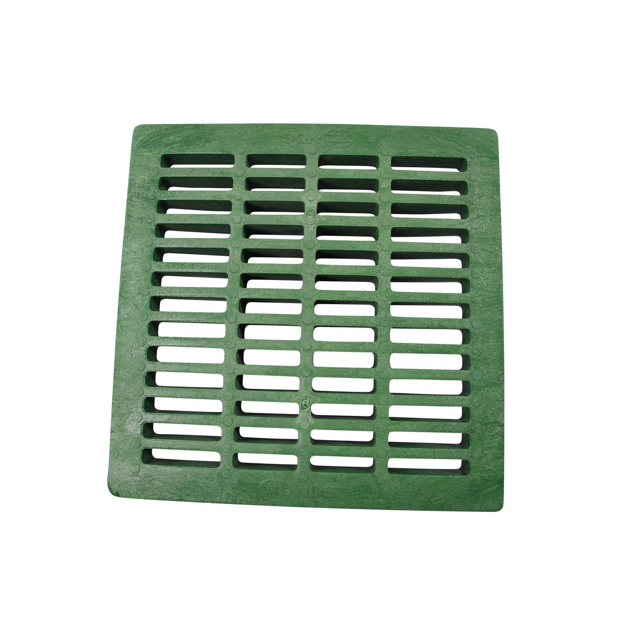 Alternate top down view of 24 in. Square Catch Basin Drain Grate, Green Plastic (NDS 2412)