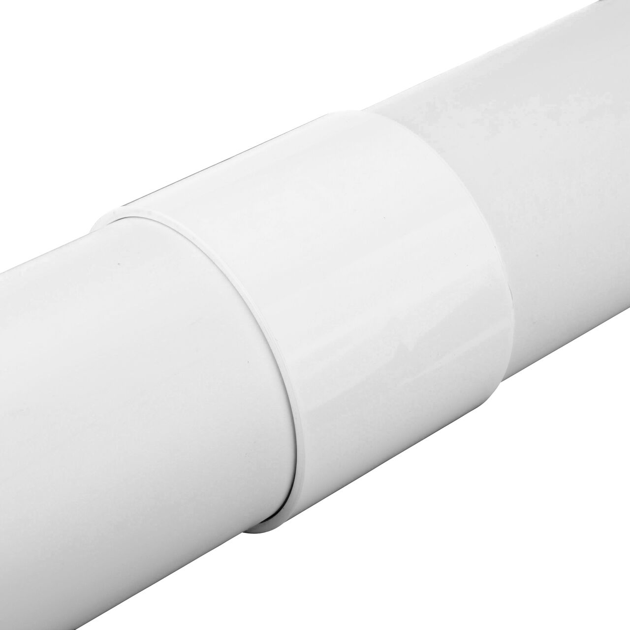 4 in. pipe installed to both ends of the NDS PVC Sewer and Drain Coupling (NDS 4P05*, NDS 4P05, NDS 4P05_BULK, NDS L4P05)
