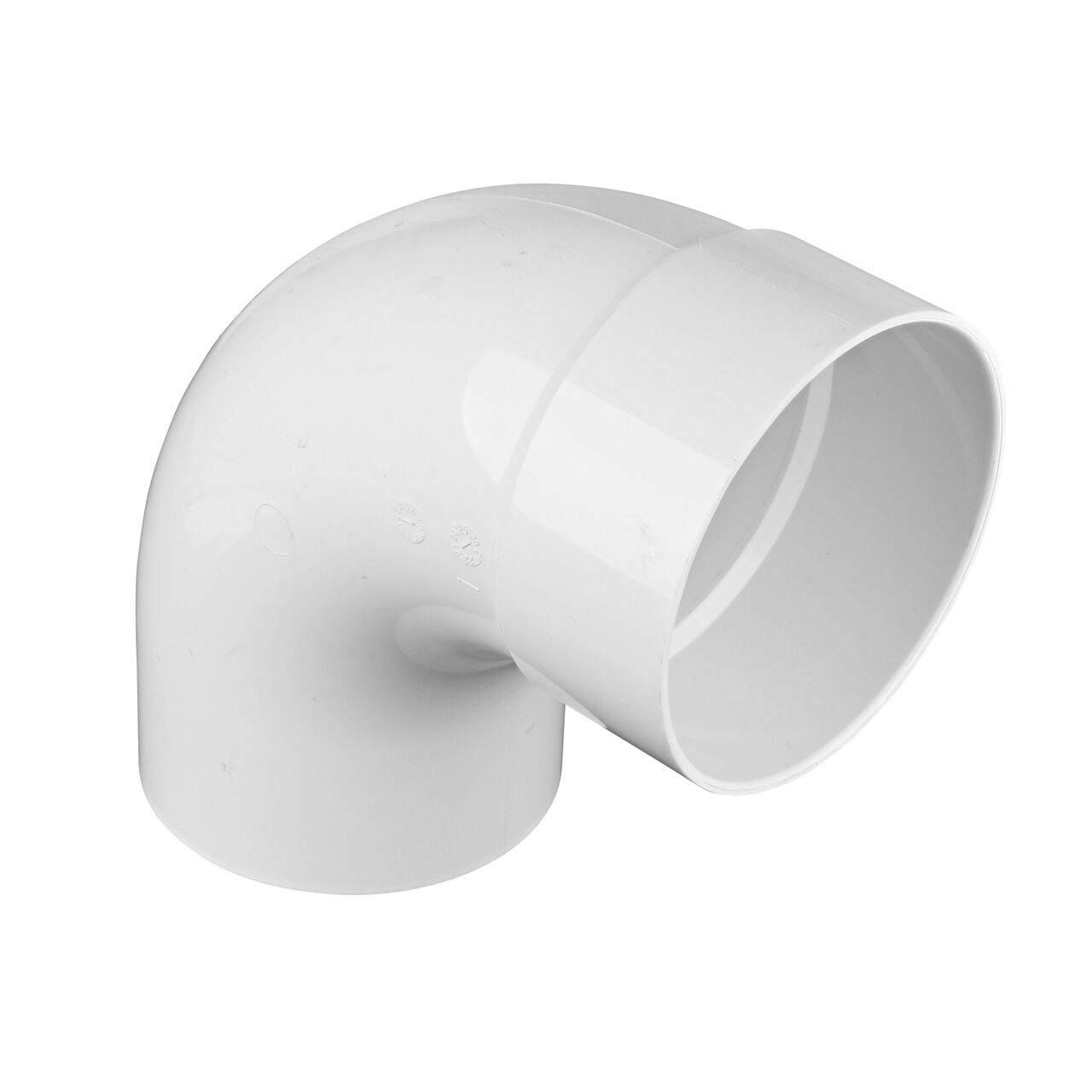 Alternate view of the PVC 90° long-turn street elbow; connects 4 in. Hub to Spt (NDS 41P0ST, NDS 41P0ST*, NDS L41P0ST, NDS M41P0ST)
