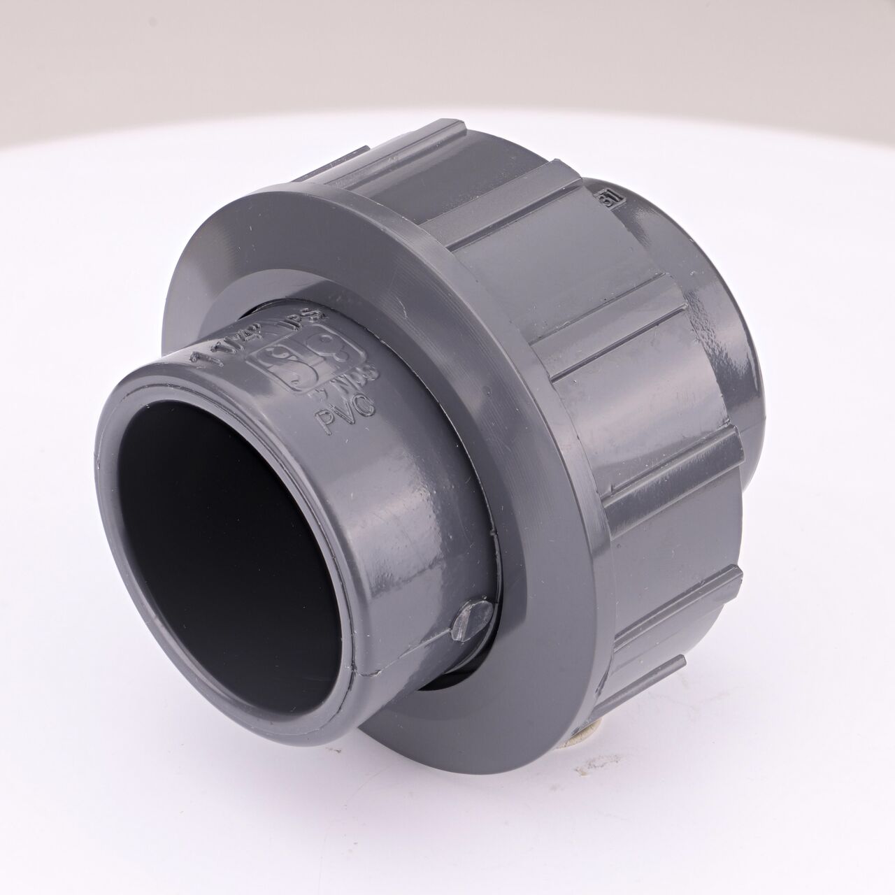 The NDS 1-1/4 in. PVC Union is an easy-fit coupling has two slip ends that slide onto 1-1/4 in. Sch. 80 pipe ends for pool and spa, irrigation, and plumbing installations (NDS U-1250-S)