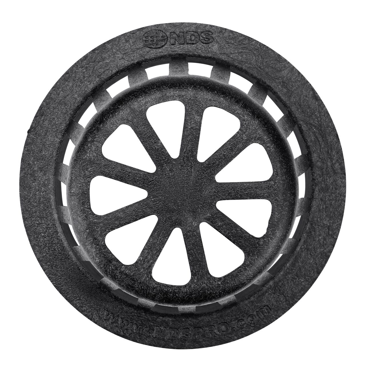 Top Down view of the NDS Black Plastic 4 in. Atrum Grate (NDS 78)