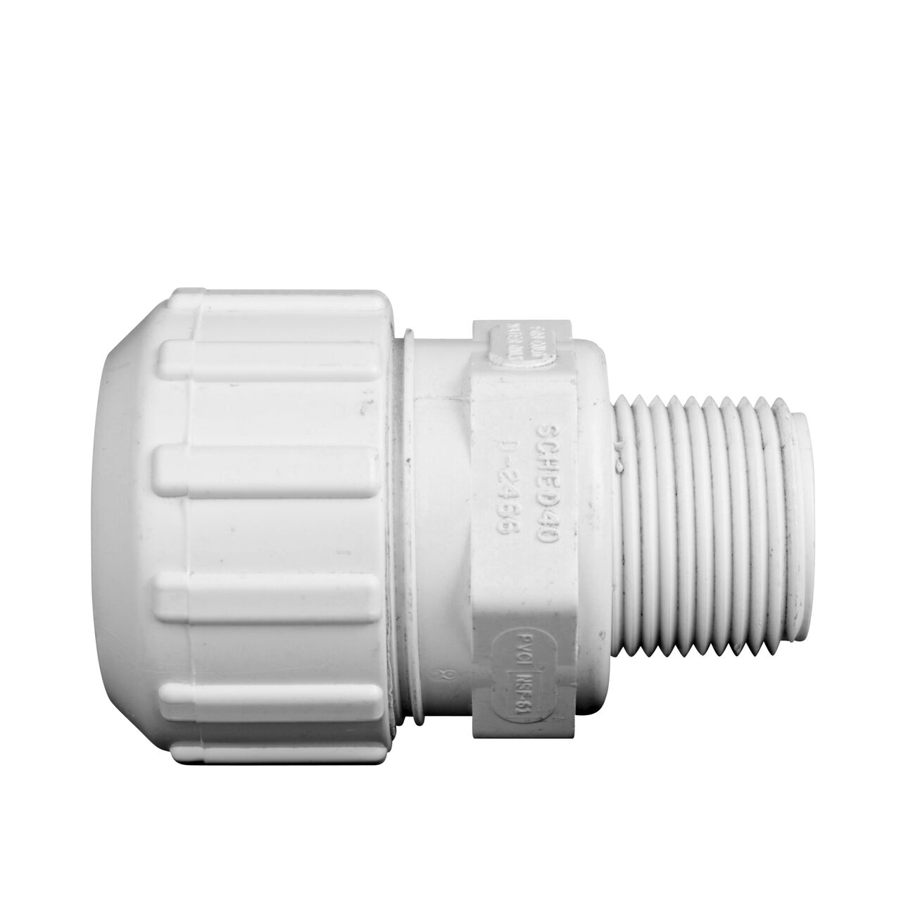 Side View of the NDS 1 in. Flo Lock Gripper Adapter for PE Pipe (NDS 830-10) which transports water through pipes