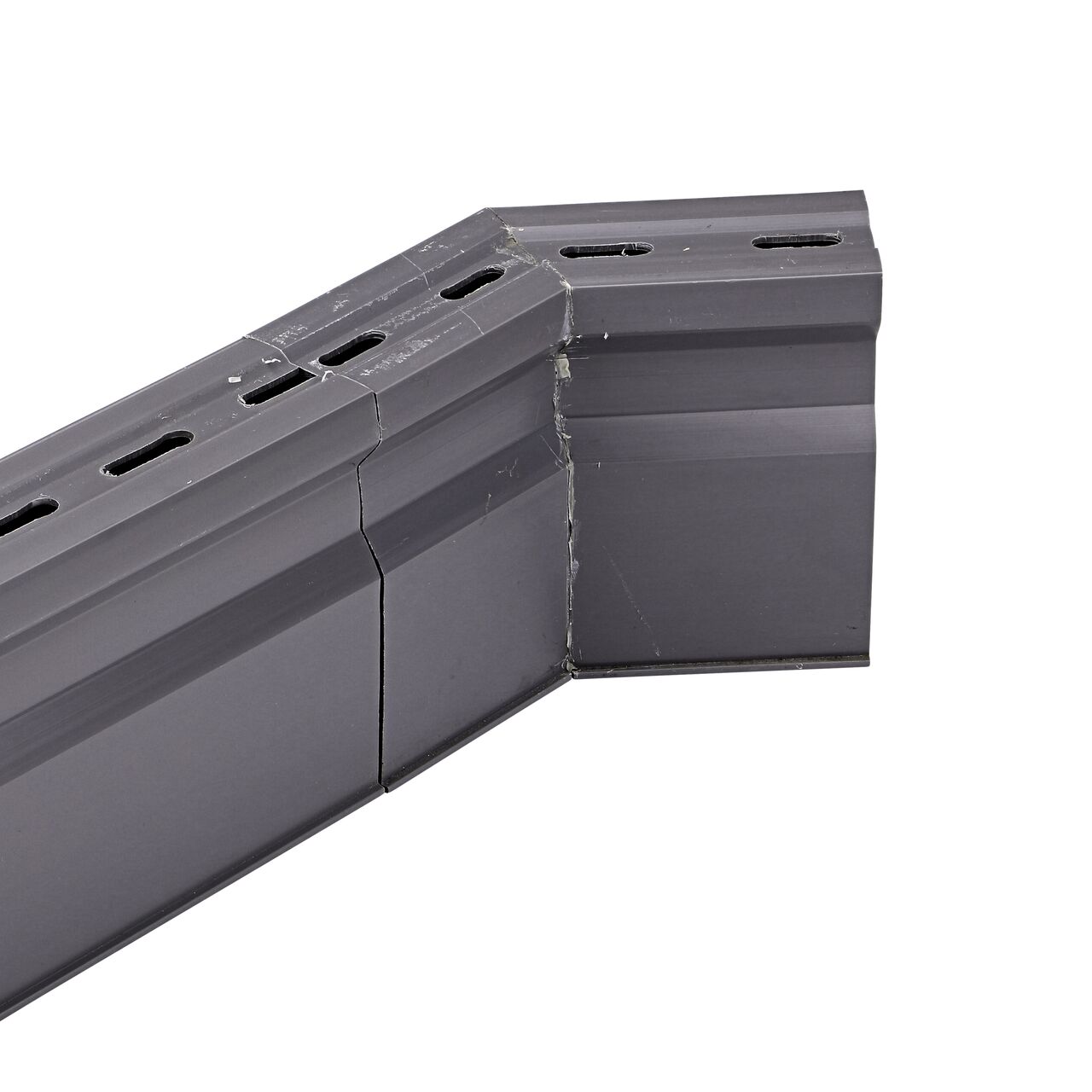 Installed Gray Micro Channel Drain 45 degree elbow and inegrated grate (NDS 8303) with coupler and matching channel drain