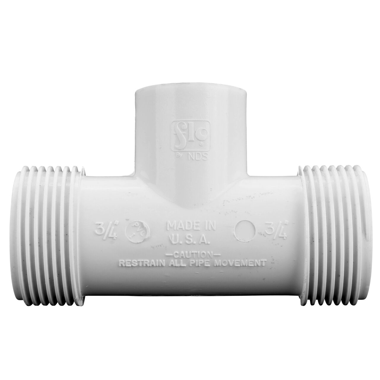 The NDS PVC Threaded Tees has adjustable nut on each compression end that tighten and secure to pipes (NDS CPT-0750-S)