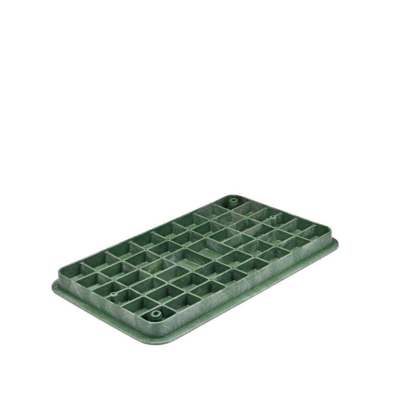 Bottom view of the reinforced ribs on the NDS 17 in. X 30 in. Green Irrigation Control Valve cover (NDS 323C) that fits the NDS 17 in. X 30 in. Pro-Spec® Series Valve Box