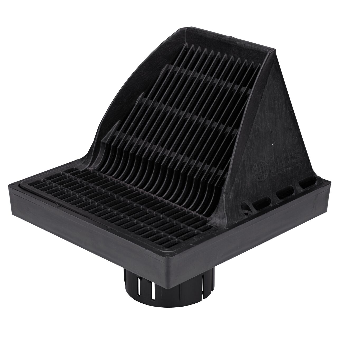 Hero shot of the 9 in. Square Downspout Defender™ Kit (NDS 900DSGKIT) which collects running water from rain gutter downspouts