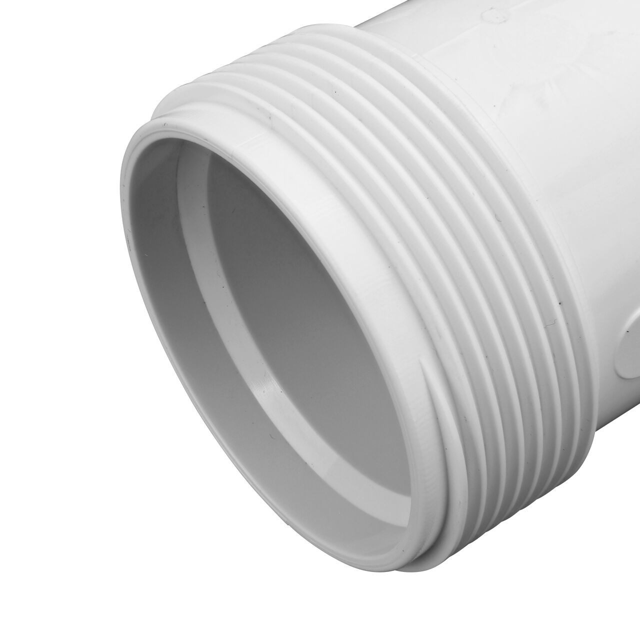 Closeup view of the NDS IPS UC Compression Coupling showing the end with the adjustable nut removed and once installed provides a leak resistant connection (NDS CPC-1250)