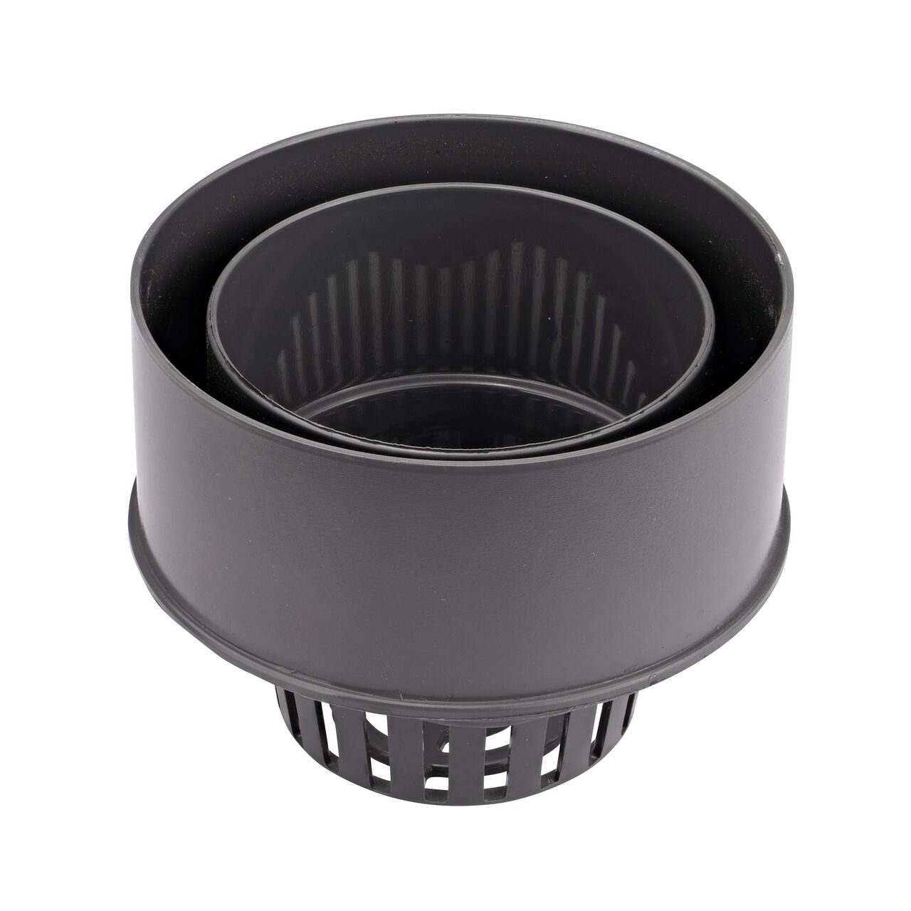 Bottom view of the NDS Spee-D® Channel Drain Bottom Outlet where it connects to 3 in. or 4 in. S&D Fittings (NDS 2350)