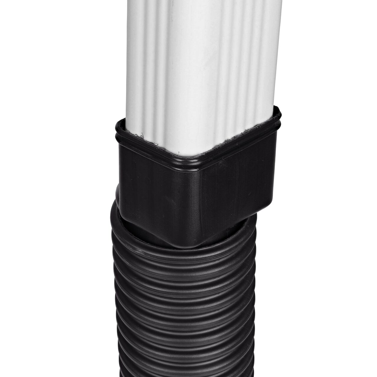 Assembled Downspoout adapter with 4 in. corrugated pipe on the bottom and 3X4 Downspout  on top (NDS 344CDS)