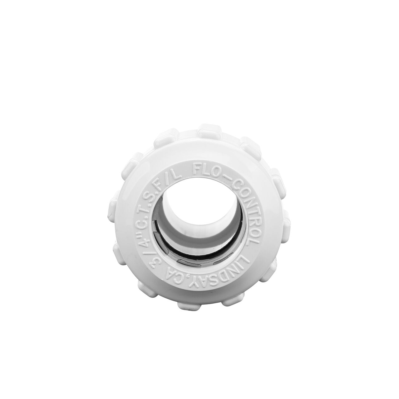 Inside view of the NDS 3/4 in. CTS FPT X IPS Spigot Flo-Lock™ Gripper Adapter (NDS 935-07) from the CTS FPT connection end for a leak-proof joint with less chance of pipe pull-out