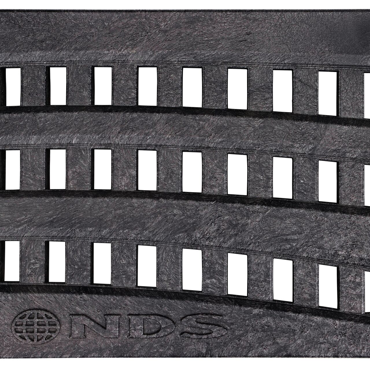 Top Down View of NDS Spee-D® Channel Drain Grate, Decorative Wave Design in Black Plastic (NDS 253)