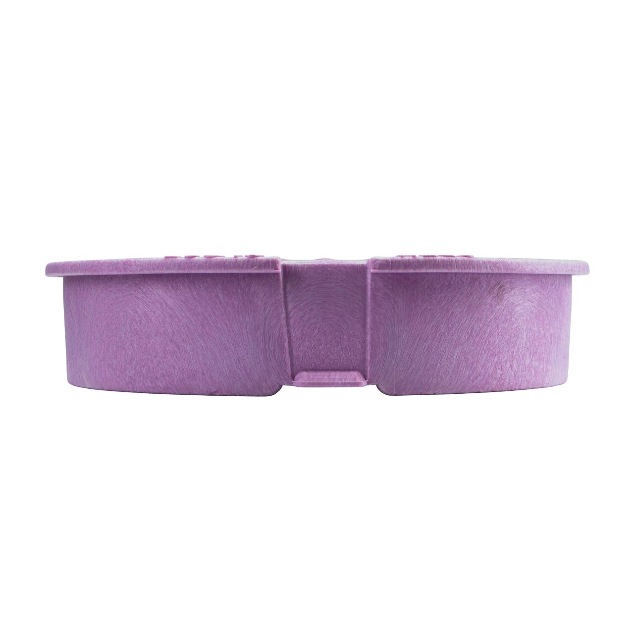 The NDS 10 in. Round Pro-Spec® Series Purple Reclaimed Water Valve Box Cover (NDS 311CR) is an overlapping lid shown here from the side, that prevents dirt and debris from entering the valve box