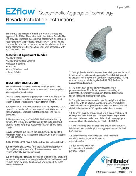 EZflow Installation Instructions - Nevada