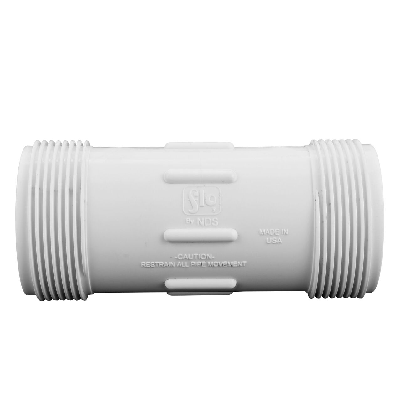 The NDS Compression Coupling is an easy-fit coupling that has two removable compression ends that tighten and secure to pipes (NDS CPC-1250)