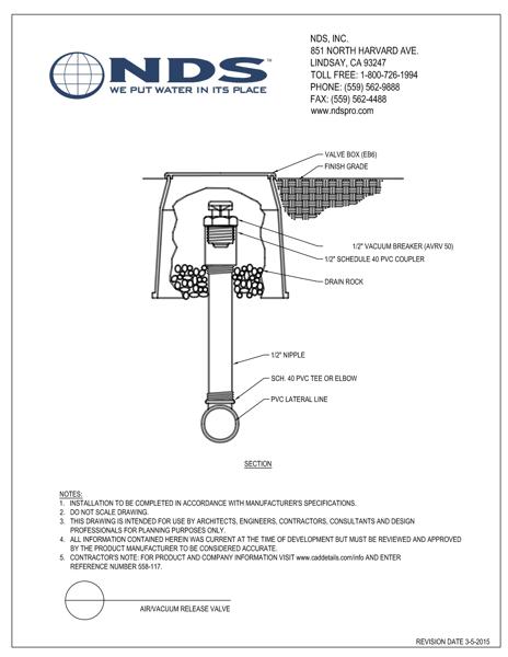 NDS Air Vacuum Valve Instruction Detail