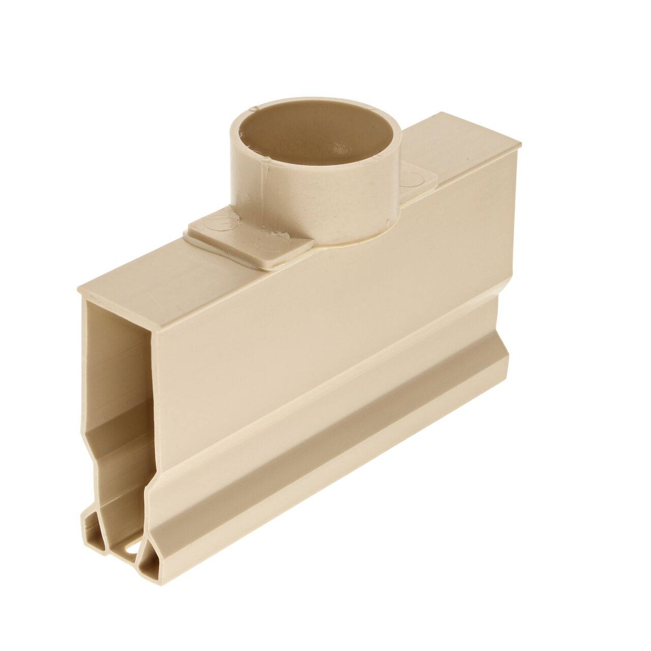 Bottom View of the Micro Channel™ Drain with Bottom Outlet, Sand Plastic (NDS 8502)