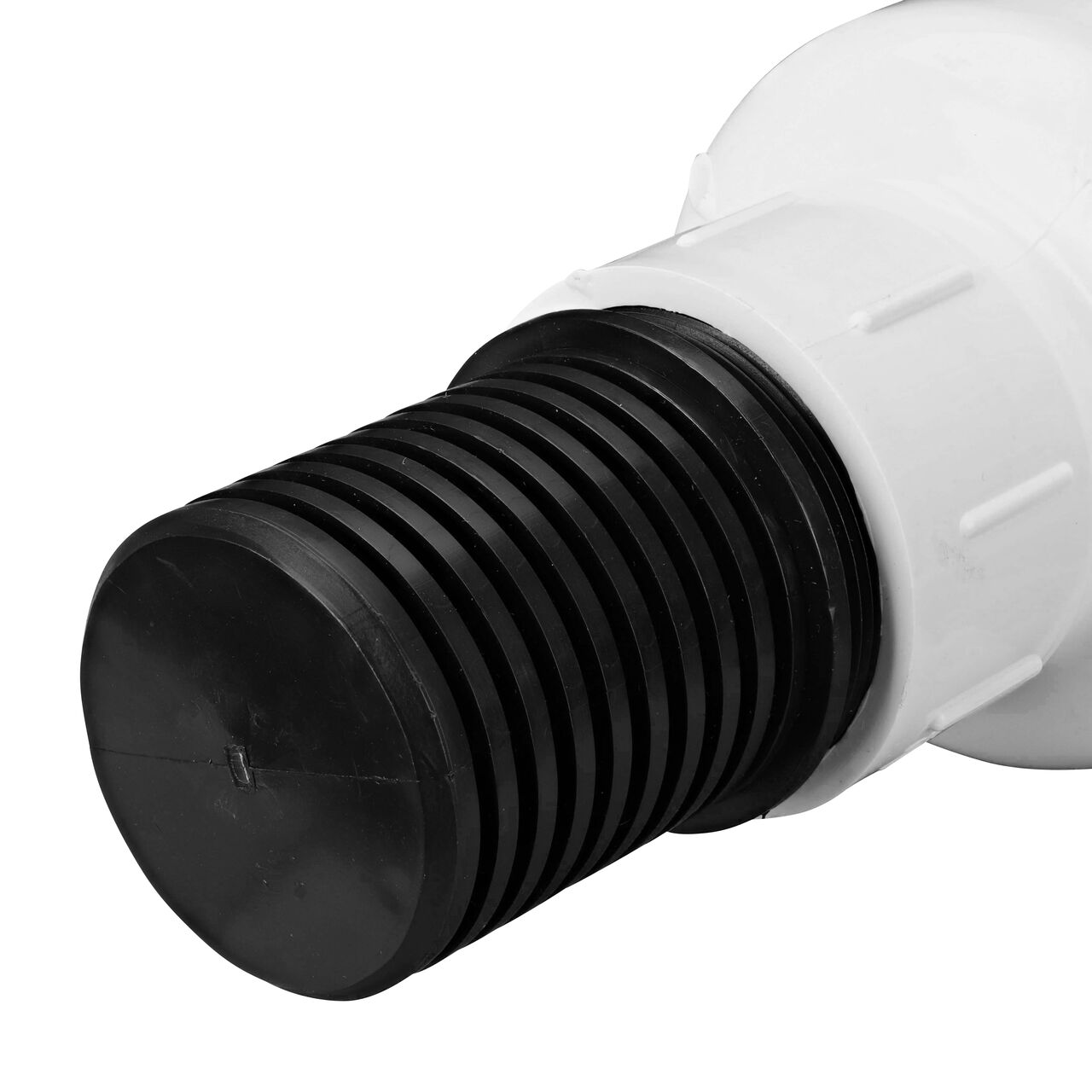 Closeup of the non-sloped end of the threaded NDS 2 in. IPS Female Threaded PVC Foot Valve (NDS 1001-20FV)