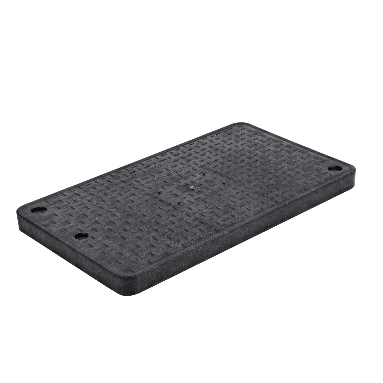 This NDS 17 in. X 30 in. in. Rectangular Pro Series Meter Box Cover is a Black Cover with Water Meter markings on the lid (NDS 124BCDWB) and fits NDS Pro-Spec® series 17 in. X 30 in. Rectangular Meter boxes