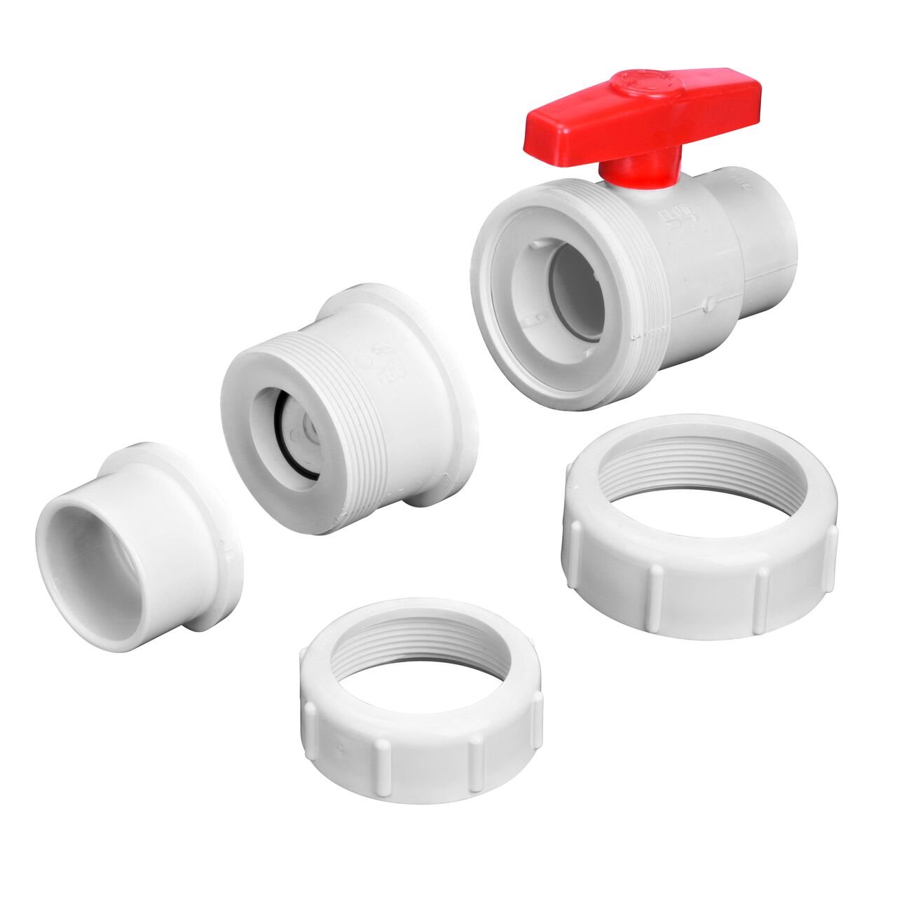 Unassembled from inlet end showing flapper on the NDS White 1-1/2 in. IPS U X S Checkmate PVC Swing Check and Ball Valve Combination (NDS 2200-15)