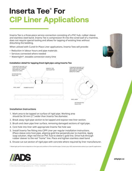 Inserta Tee for CIP Liner Applications