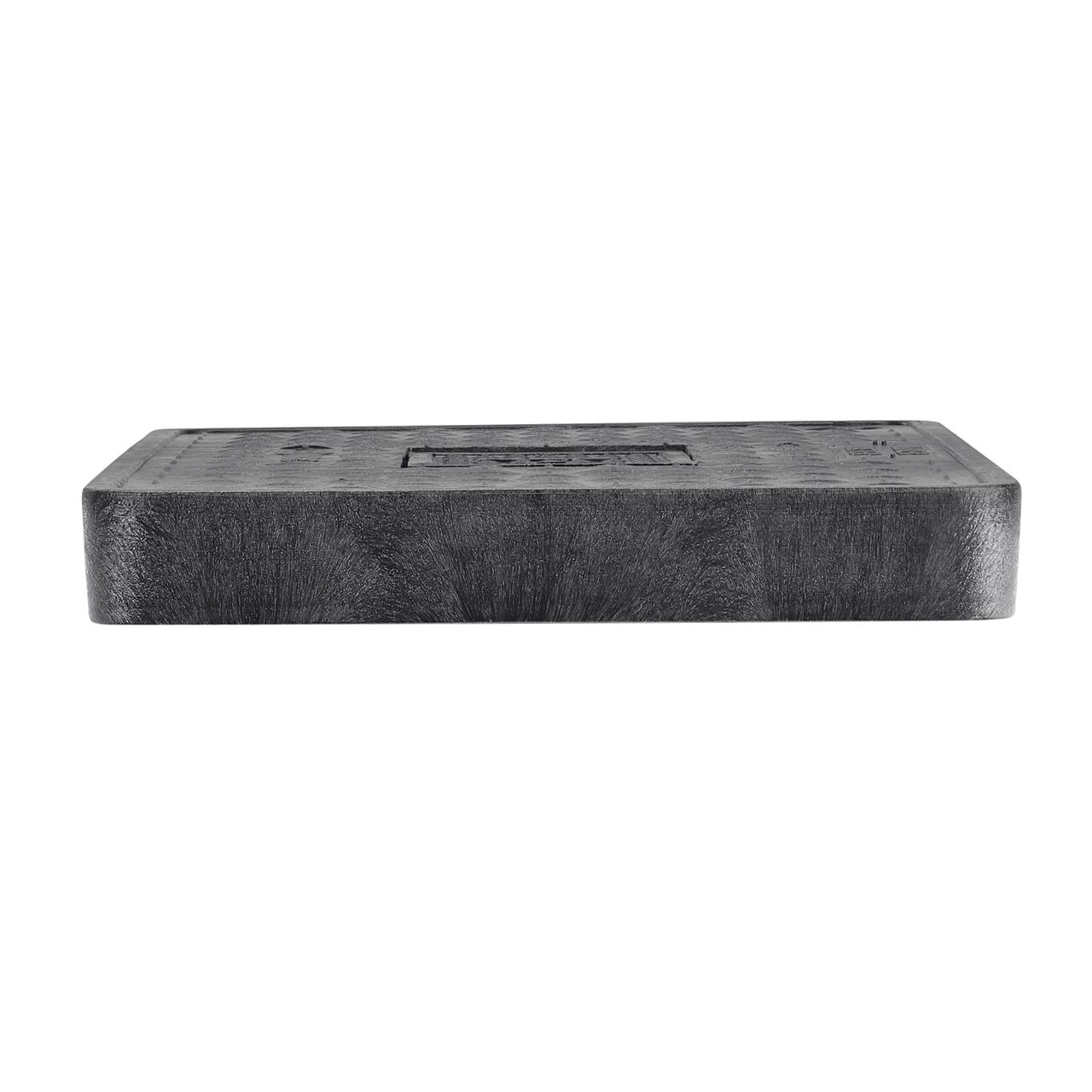The NDS 13 in. X 24 in. Rectangular Standard Series Black Water Meter Meter Box Cover (NDS 121CDMCIF) is a Drop-in lid shown here from the side, that prevents dirt and debris from entering the meter box