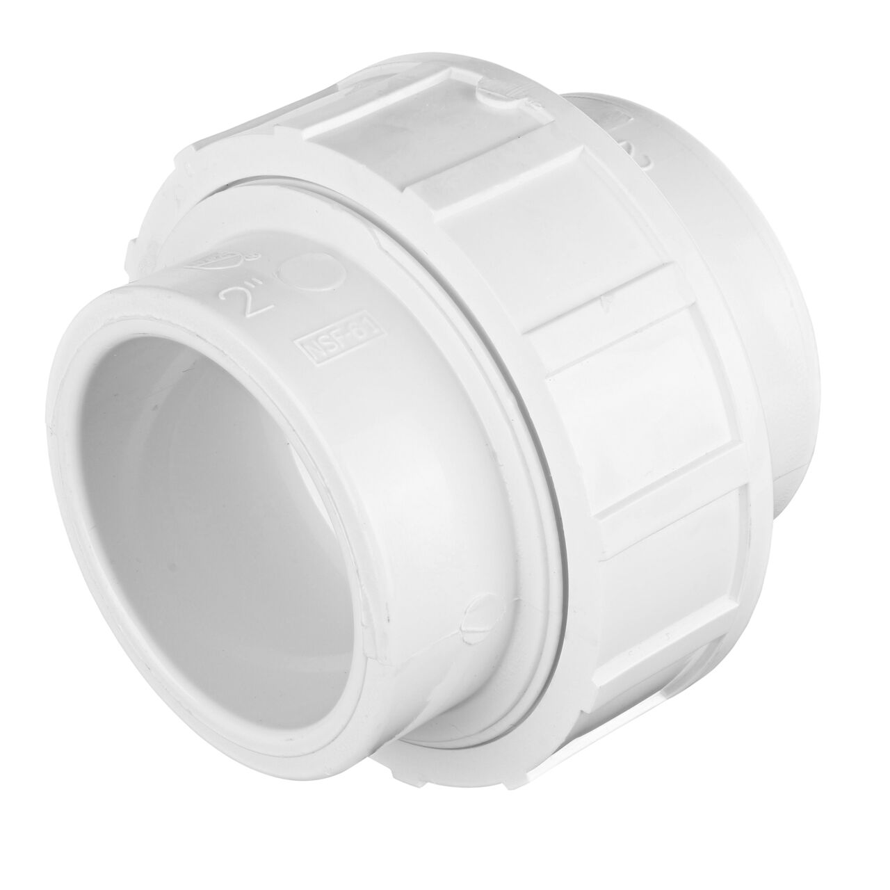 Use the NDS 2 in. PVC Union with dual slip connection ends for Schedule 40 pipes to make a leak-resistant connection between pipes without any glue necessary (NDS WU-2000-S)