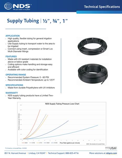 NDS Professional Irrigation Tubing Tech Spec