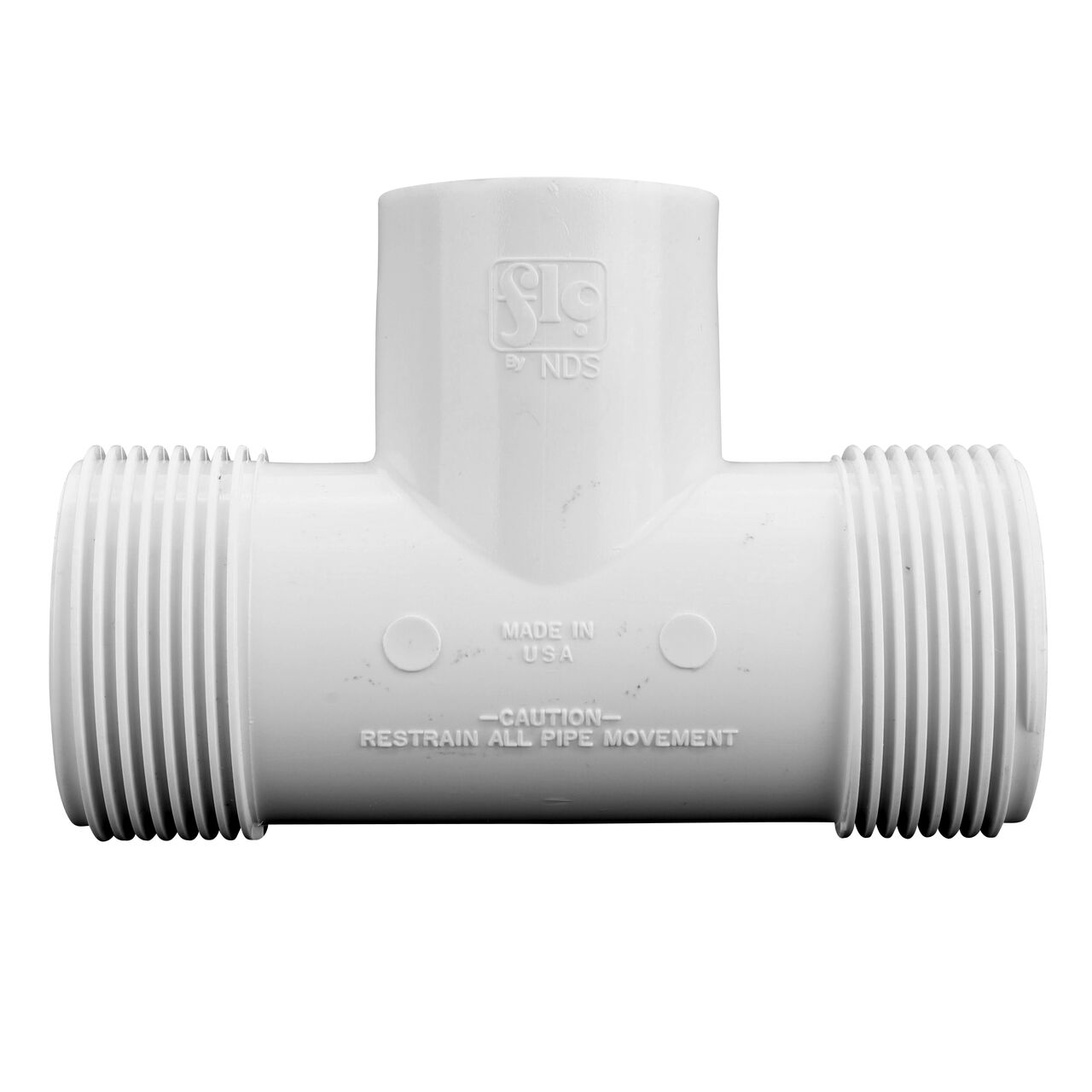 The NDS PVC Threaded Tees has adjustable nut on each compression end that tighten and secure to pipes (NDS CPT-1000-T)