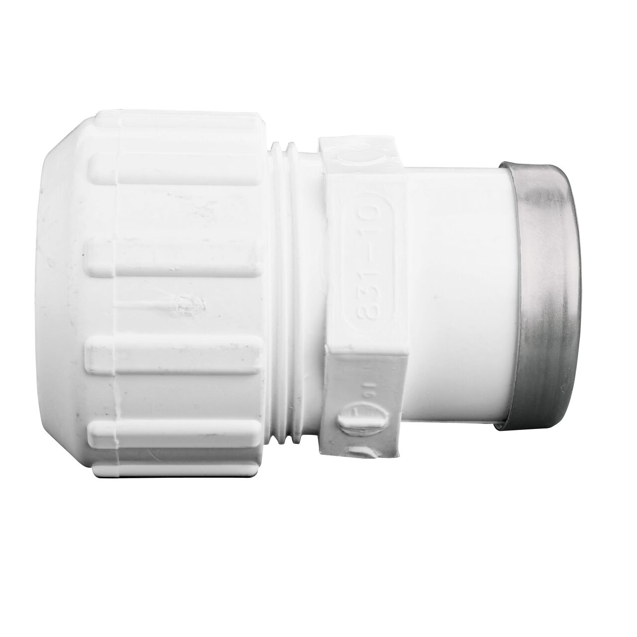 Side View of the NDS 1 in. SIDR-7 FPT X PE TS Flo-Lock™ Gripper Adapter (NDS 831-10) which transports water through pipes