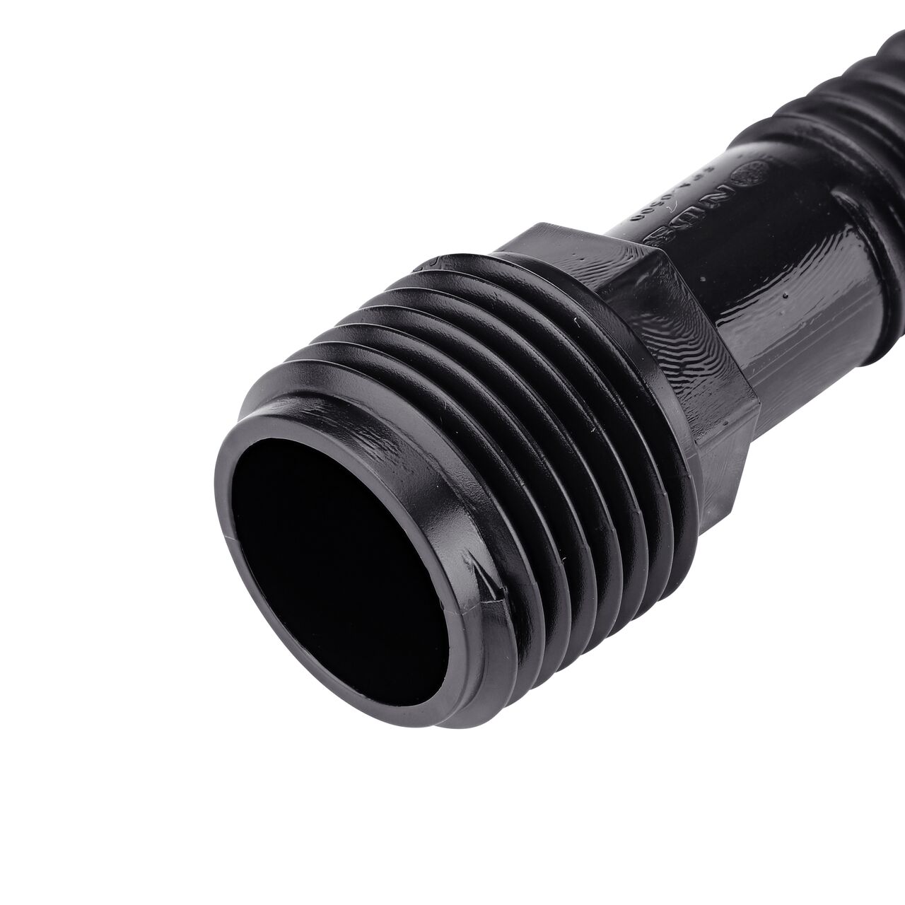 The NDS 1/2 in. MPT and Barbed Flexee Swing Pipe Adapter is made of a durable acetal and is rated @ 70 PSI @ 72°F (NDS FPA-0500)