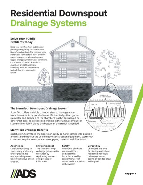 StormTech Chambers For Residential Downspout Drainage Systems Brochure