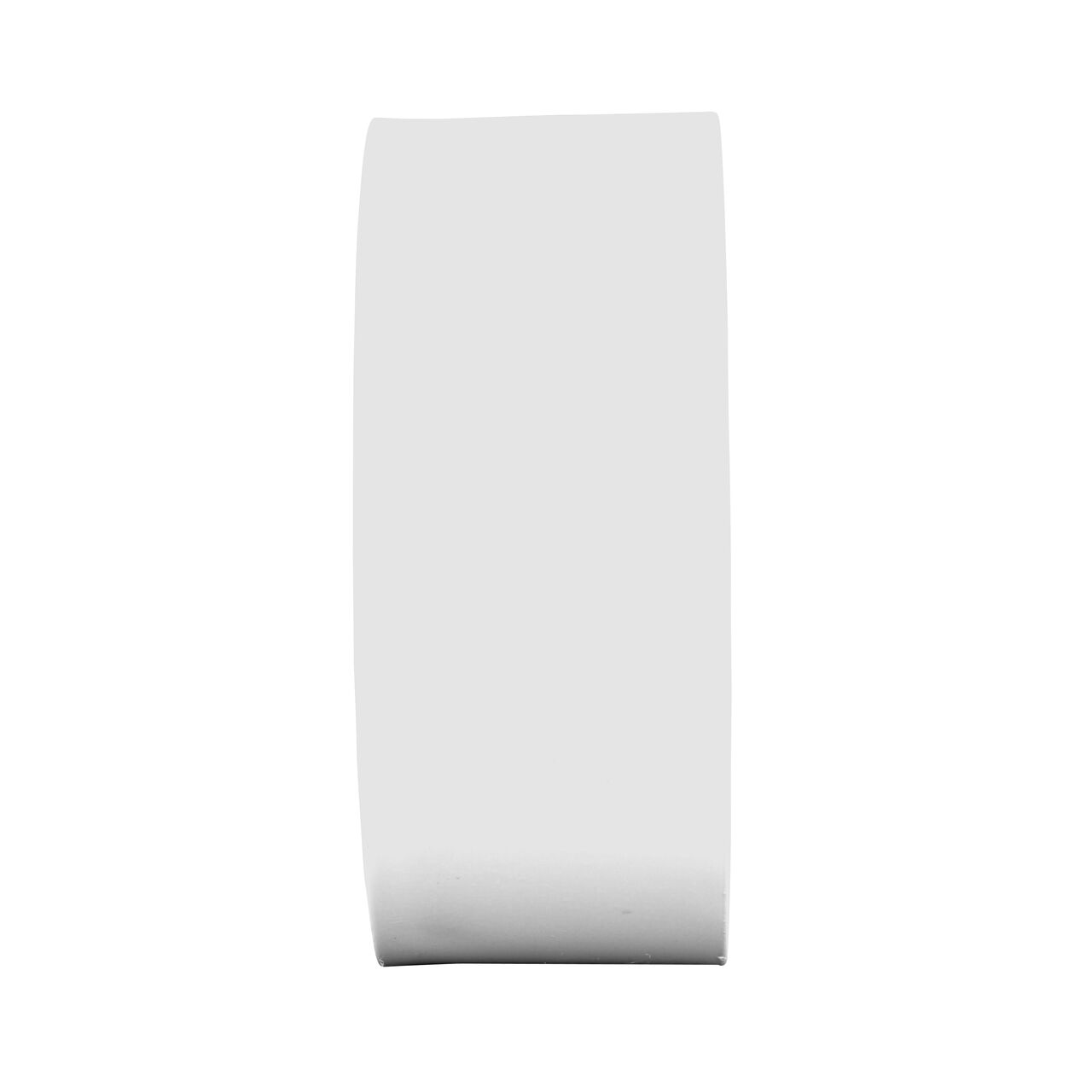 Horizontal side view of the NDS white 4 in. round grate (NDS 9P11) which fits 4 in. sewer and drain fittings and is perfect for pool and spa applications