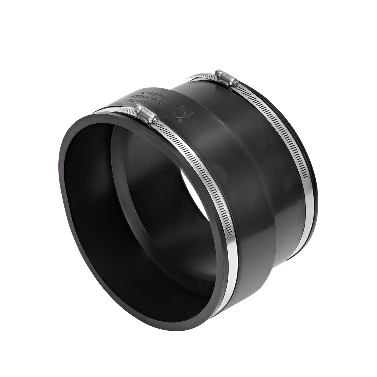 The NDS 8 in. flex coupling connects clay pipe to cast iron/sewer & drain or DWV pipes and includes clamps to tighten to secure coupling onto pipe (NDS 02-88)