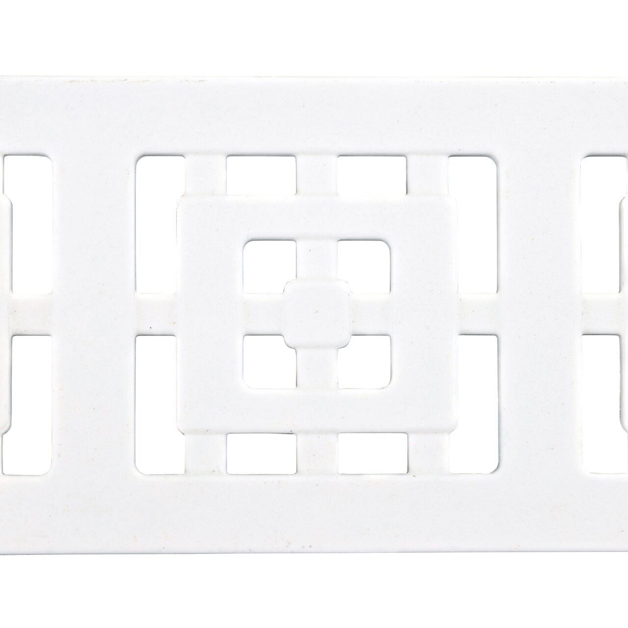 Top down view of the Slim Channel™ White Decorative Square Design Drain Grate (NDS 9251)