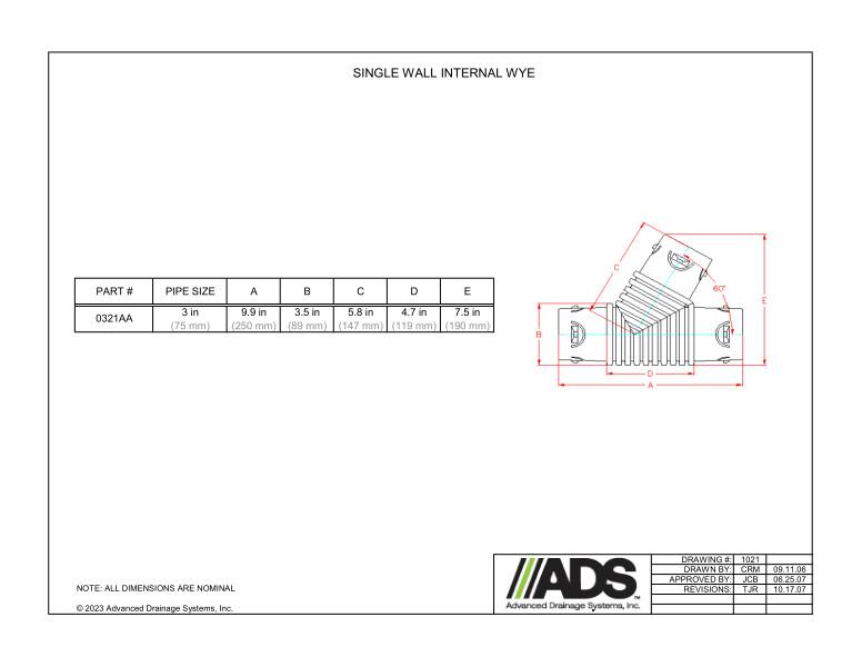 3" Internal Snap Wye (HDPE Single Wall Fittings)